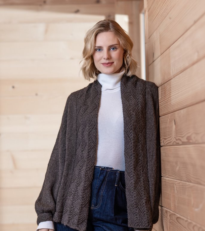 Lana Grossa TOP DOWN CARDIGAN Natural Lama Fine