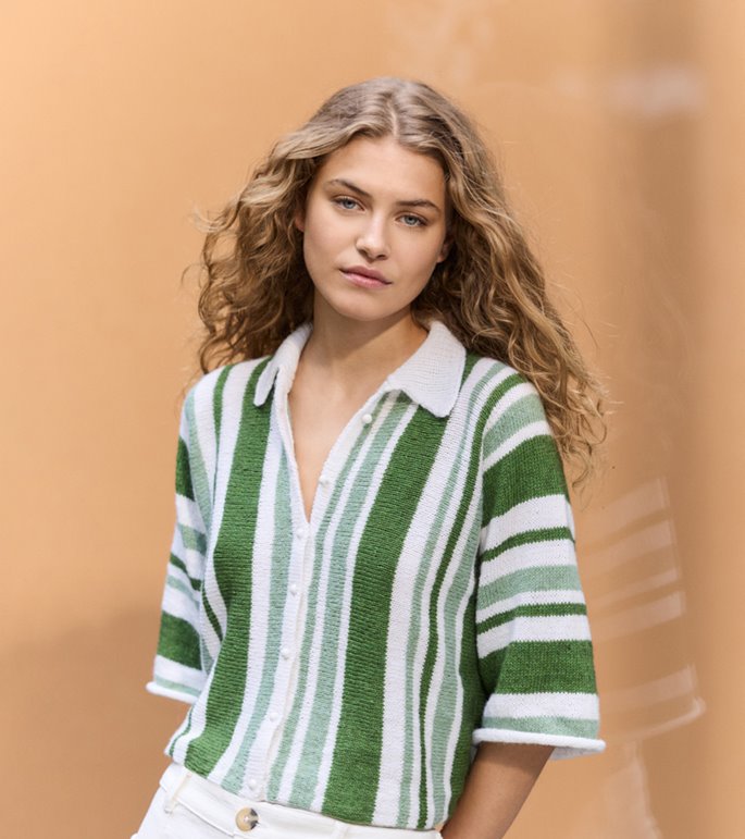 Lana Grossa POLOJAKKE MED STRIPER Ecopuno