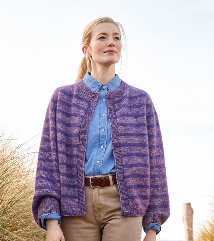 Lana Grossa TOP DOWN JAKKE MED STRIPER Merino Superiore & Silkhair